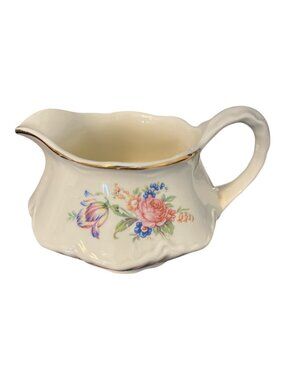 Vintage Cunningham & Pickett Floral Creamer Pitcher 22KT Gold Trim Made In Japan